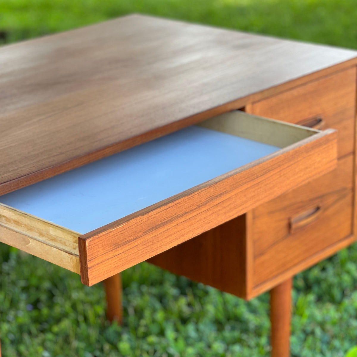 Teak Five Drawer Desk