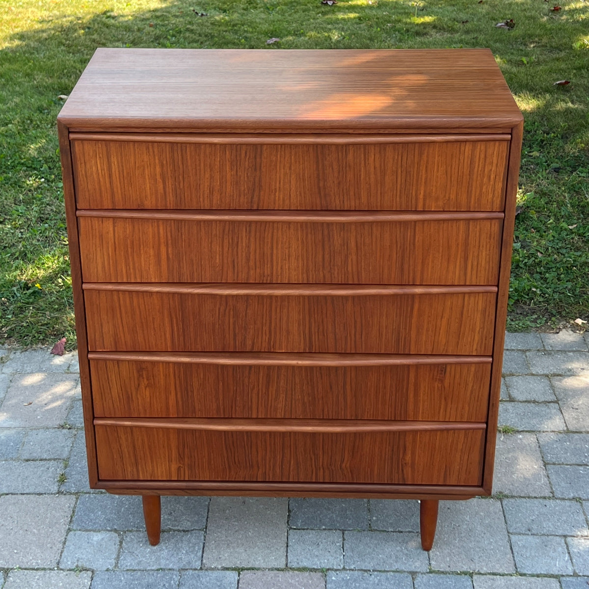 Teak Five Drawer Highboy