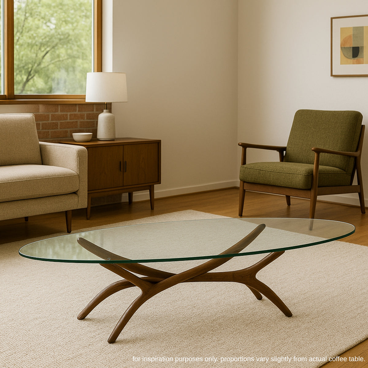 Vintage Walnut and Glass Coffee Table