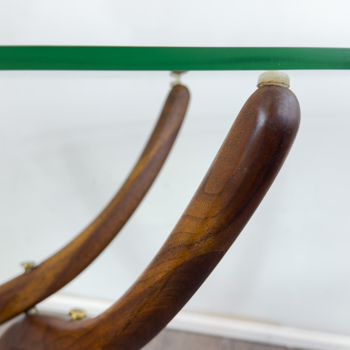 Vintage Walnut and Glass End Tables