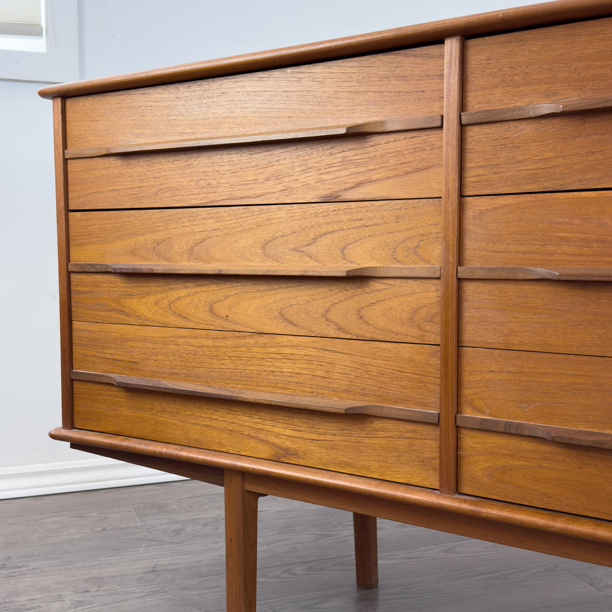 Teak Nine Drawer Dresser