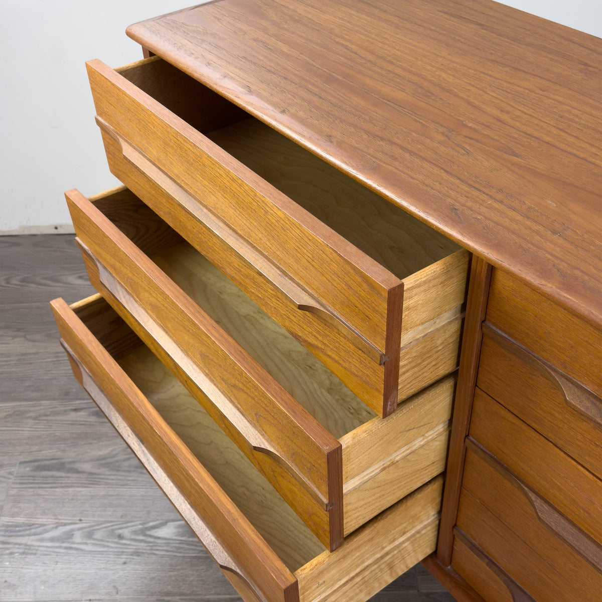 Teak Nine Drawer Dresser