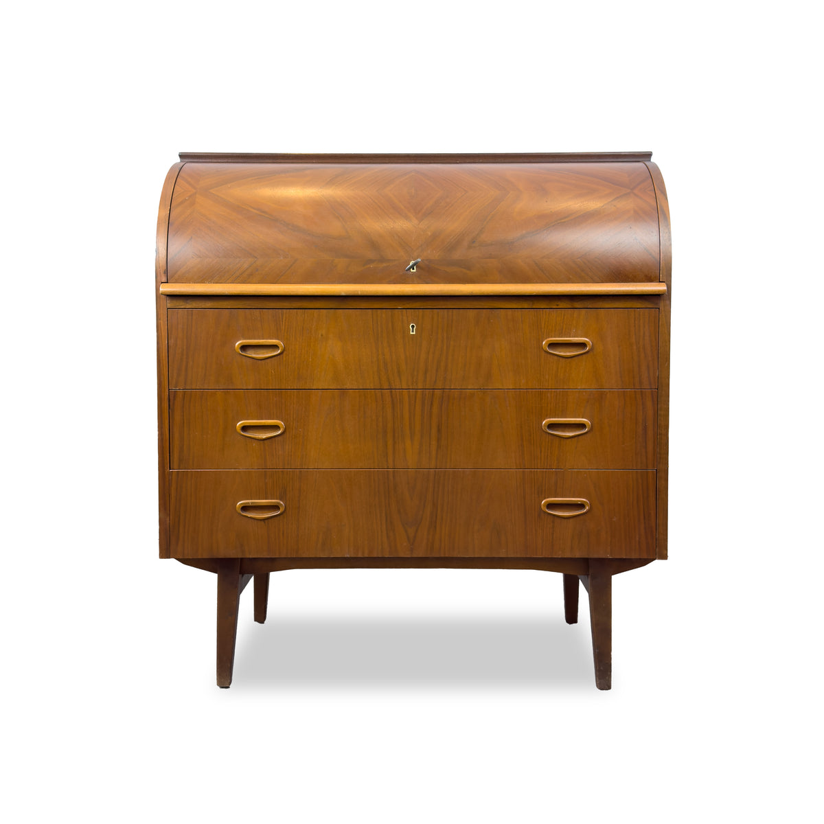 Teak Roll Top Secretary Desk