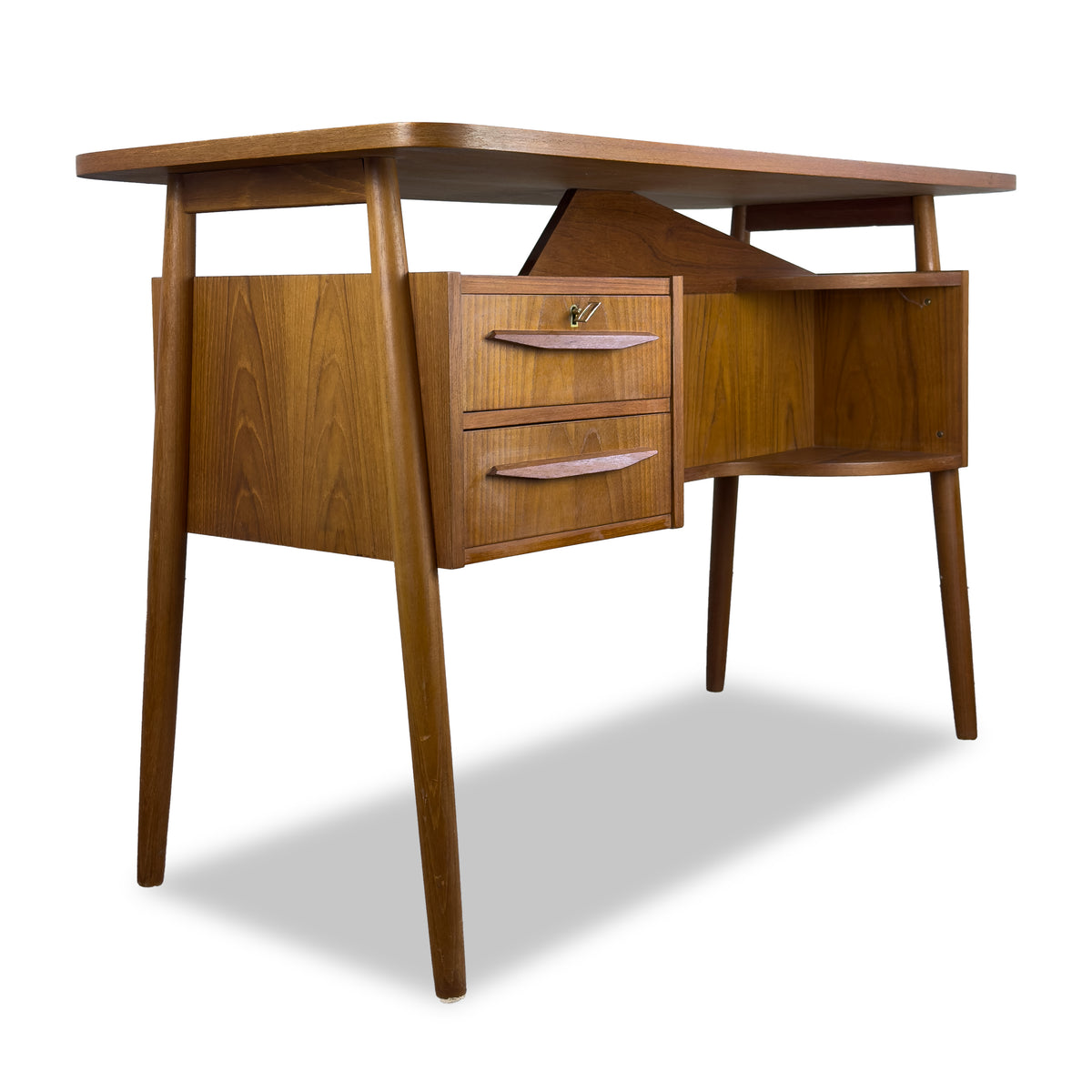 Compact Teak Desk by Gunnar Nielsen for Tibergaard