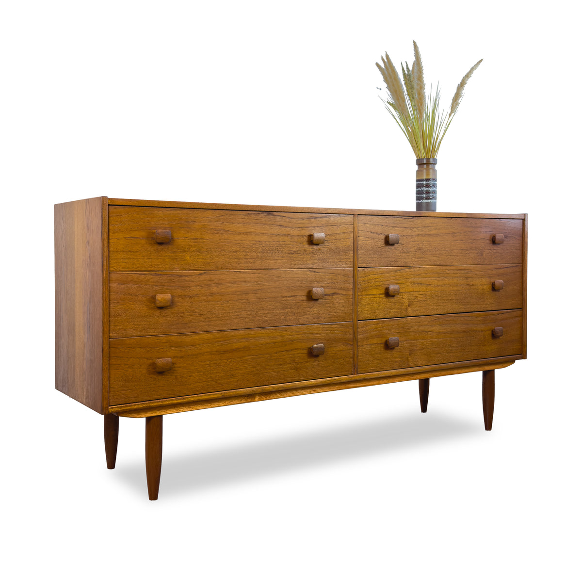 Teak Six Drawer Dresser