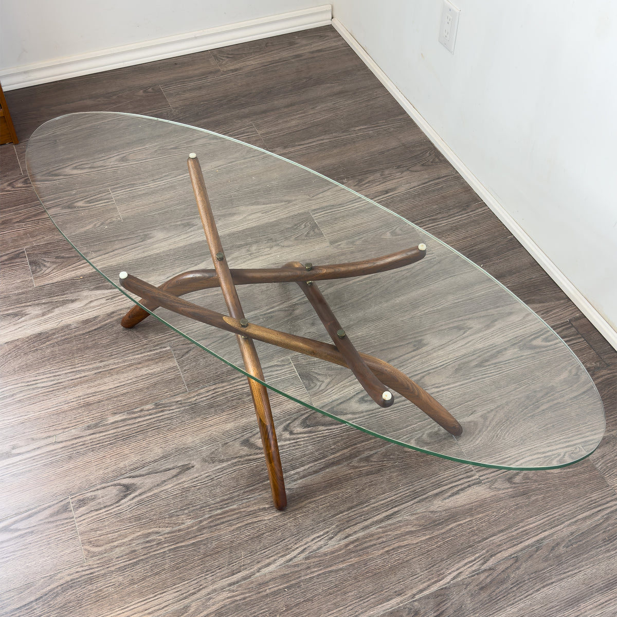 Vintage Walnut and Glass Coffee Table