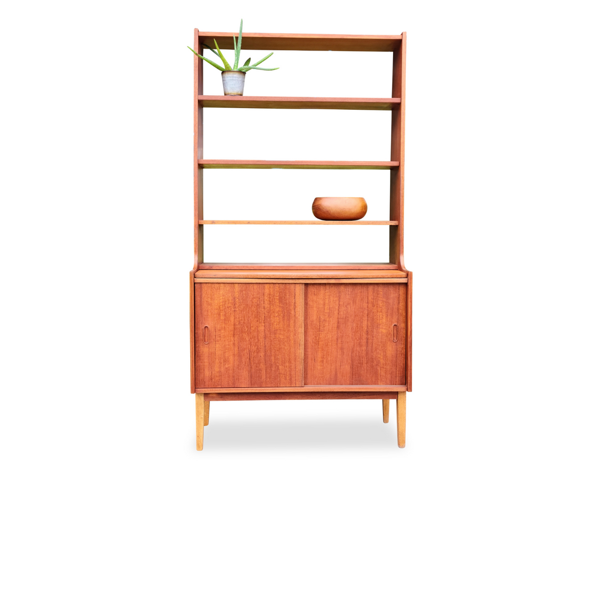 Teak Bookcase with Pullout Desk