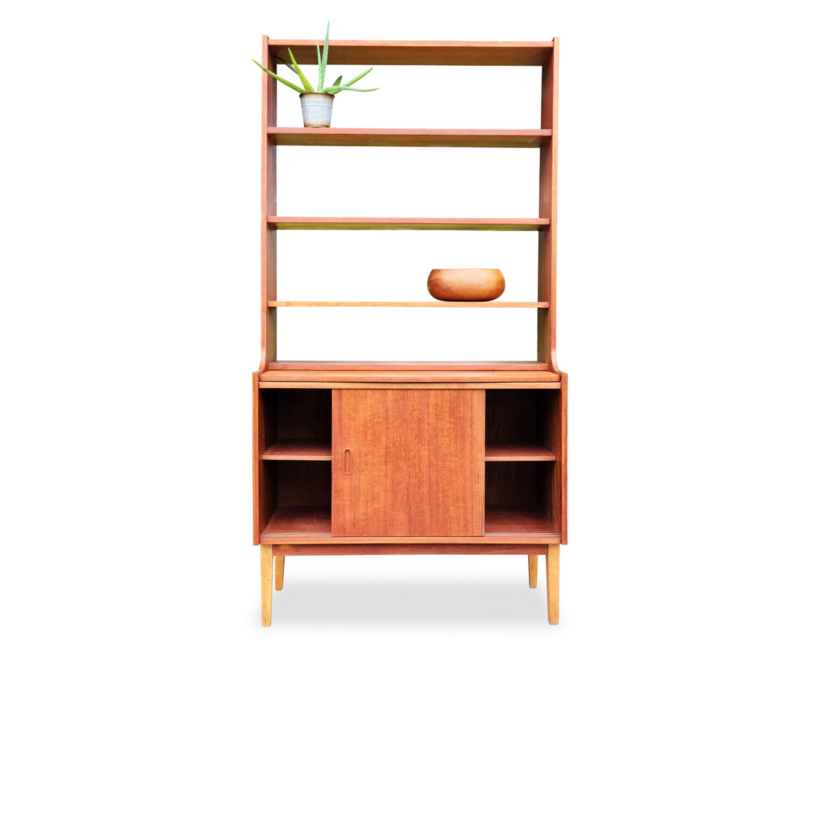 Teak Bookcase with Pullout Desk