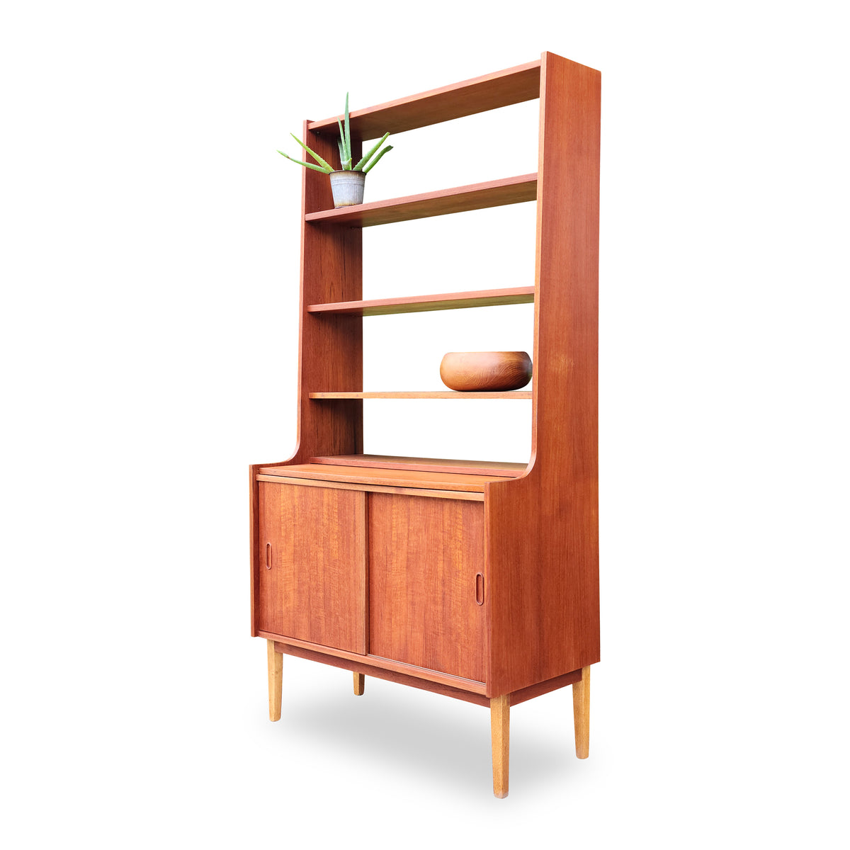 Teak Bookcase with Pullout Desk