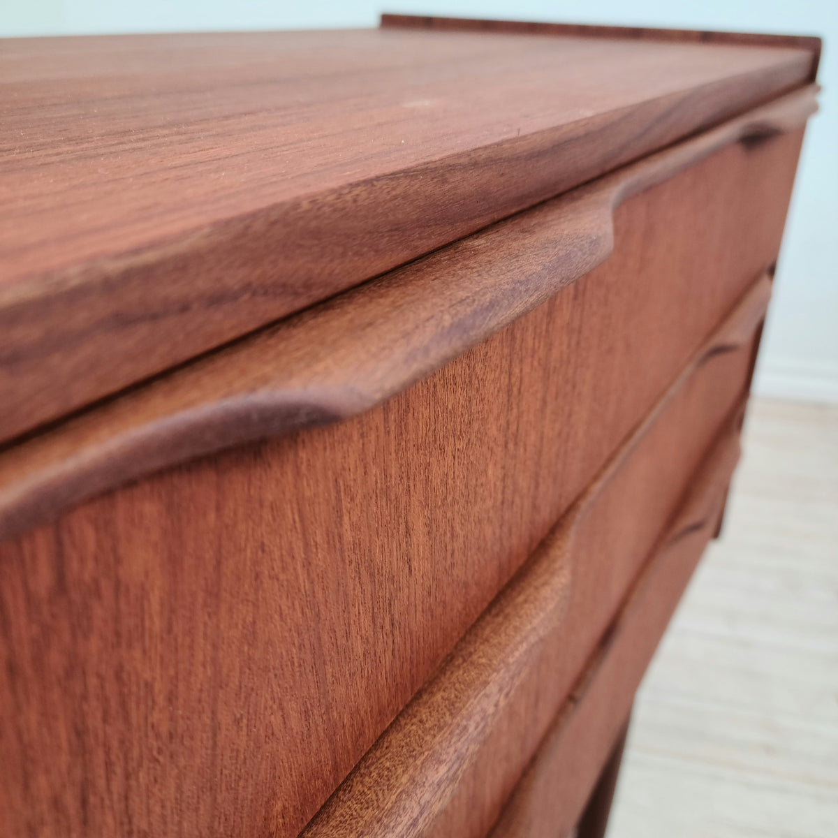 Teak Three Drawer Side Table