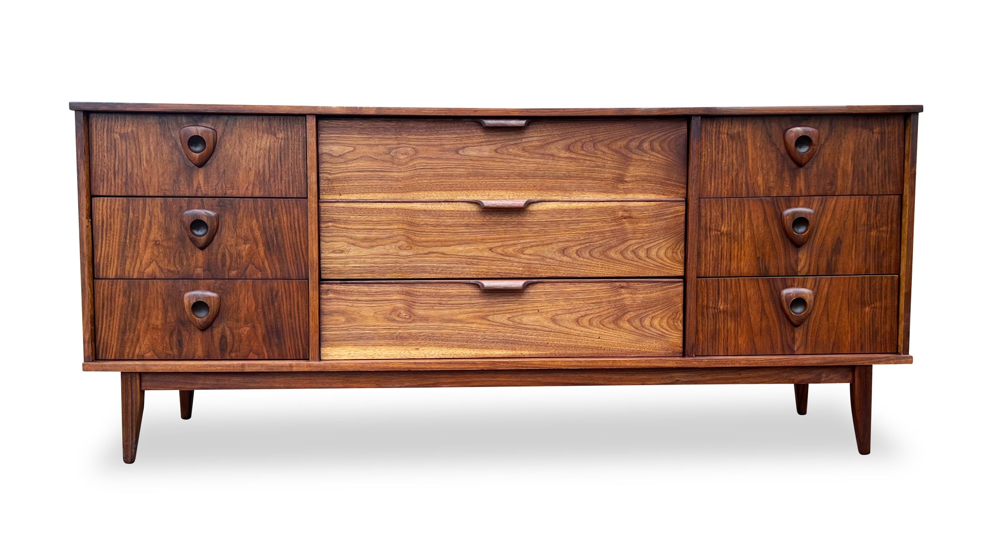 walnut nine drawer dresser