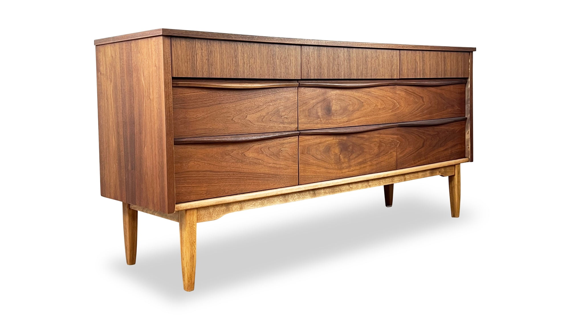 walnut nine drawer dresser by kaufman