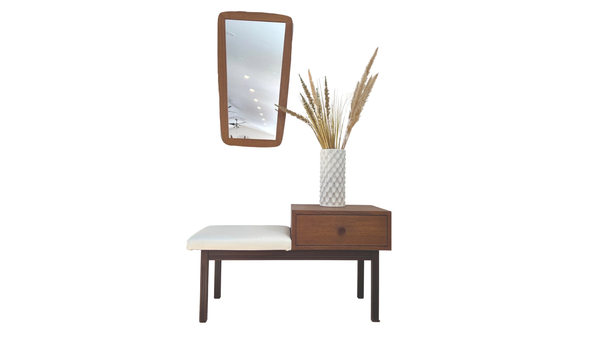 Teak Bench and Mirror