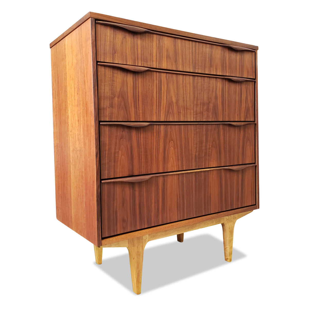 Mid Century Modern Walnut Highboy Dresser